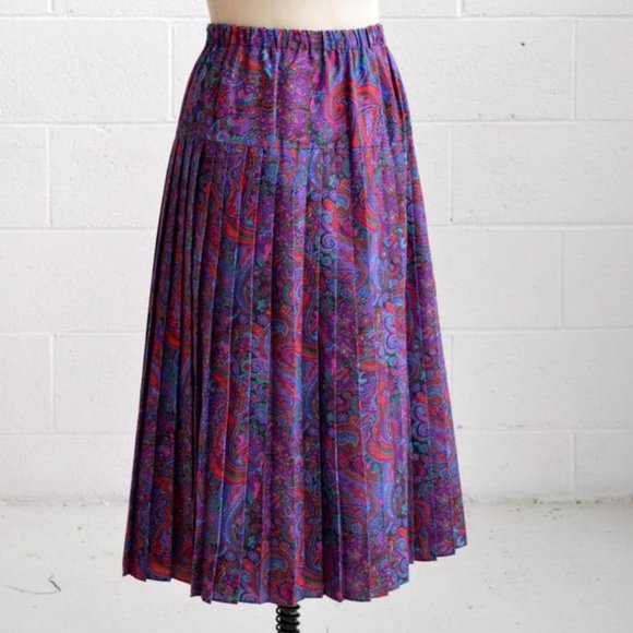 vintage purple swirling paisley print maxi skirt - Picture 1 of 8